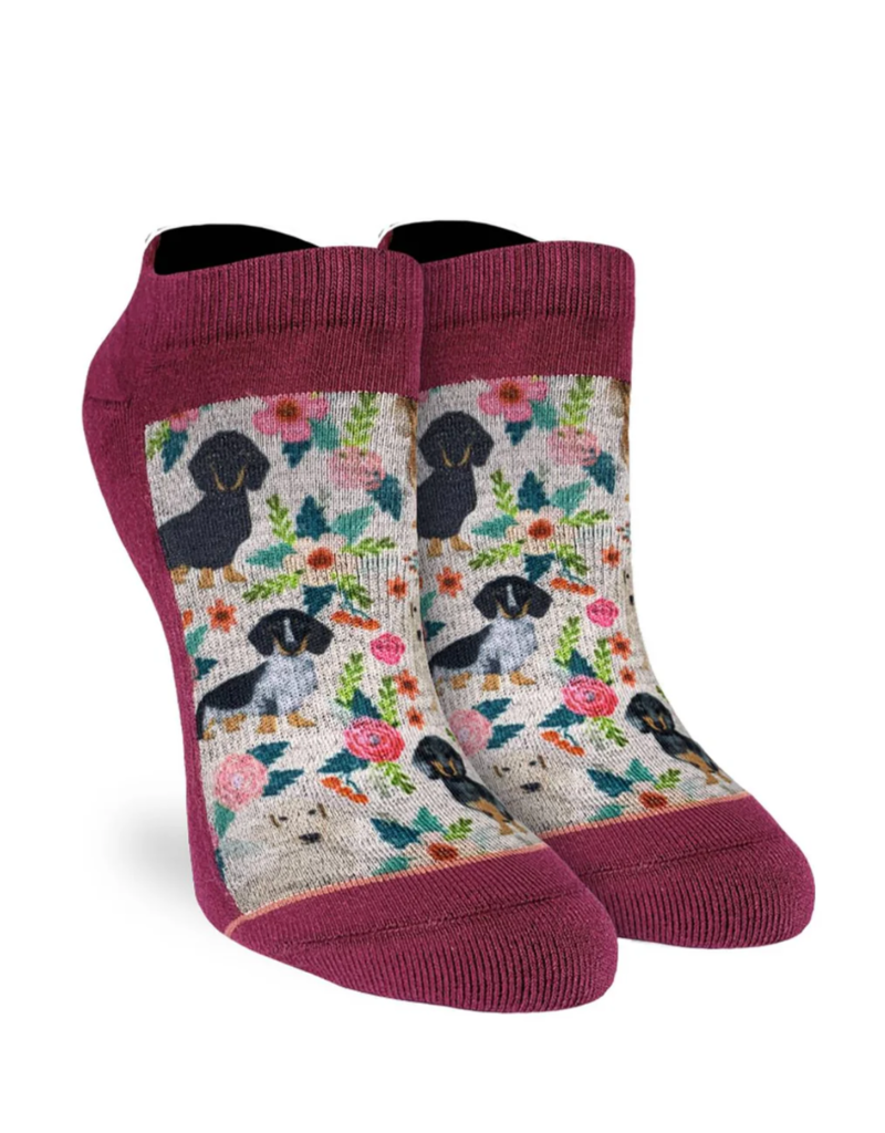 Good Luck Socks Women's Floral Dachshunds Ankle Socks