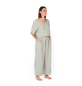 Pokoloko Crinkle Cotton Palazzo Pants-Striped-One Size