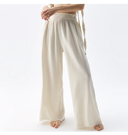 Pokoloko Crinkle Palazzo Pants-Cream-One Size