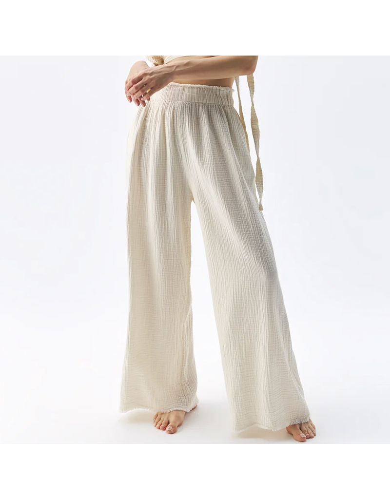Pokoloko Crinkle Palazzo Pants-Cream-One Size