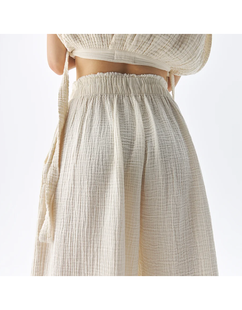 Pokoloko Crinkle Palazzo Pants-Cream-One Size