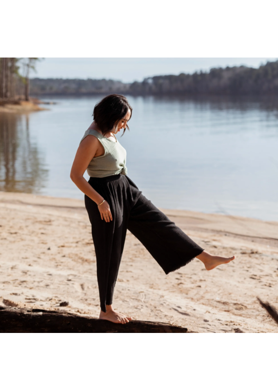 Pokoloko Crinkle Palazzo Pants-Black-One Size