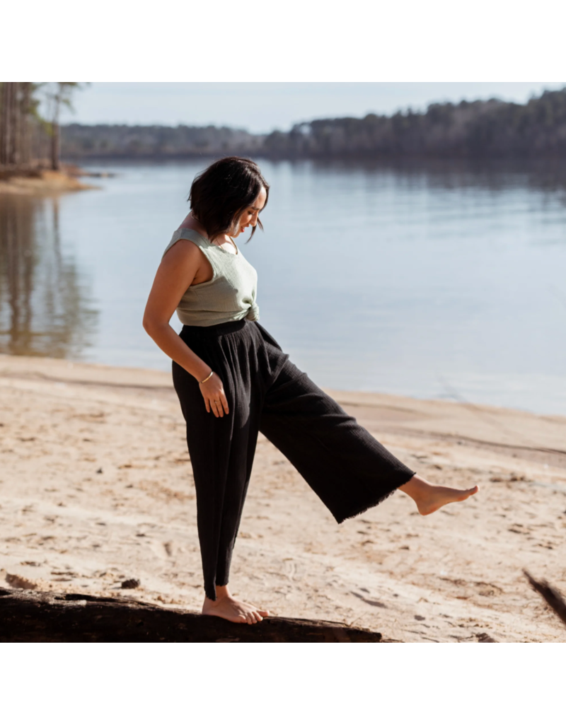 Pokoloko Crinkle Palazzo Pants-Black-One Size