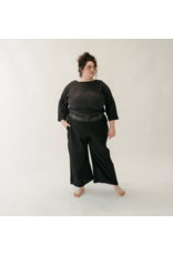 Pokoloko Crinkle Drawstring Palazzo Pants -Black-Plus Sizes /One Size