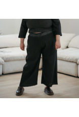 Pokoloko Crinkle Drawstring Palazzo Pants -Black-Plus Sizes /One Size