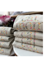 Meghan Ashley Designs Cat Mom Floral Embroidered Crewneck-Sand