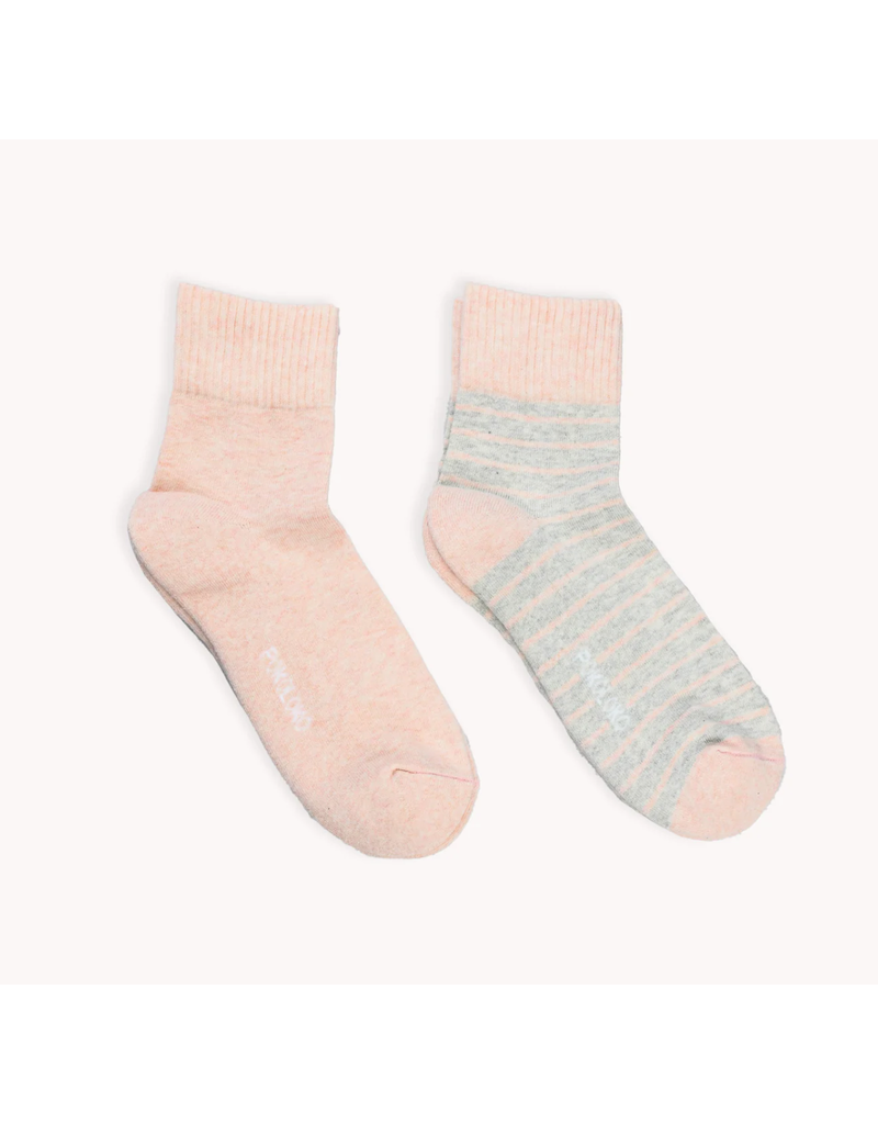 Pokoloko Striped-Solid Pima Socks-Pack of 2