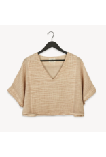Pokoloko Crinkle Crop Top-Beige-O/S