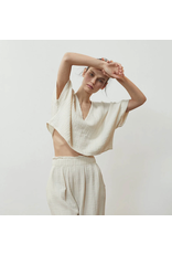 Pokoloko Crinkle Crop Top-Cream-O/S