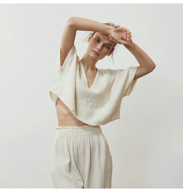 Pokoloko Crinkle Crop Top-Cream-O/S