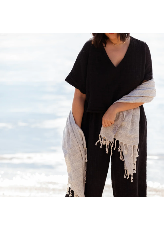 Pokoloko Crinkle Crop Top-Black-O/S