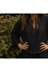 Pokoloko Crinkle Shirt Blouse-Black-O/S