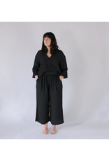 Pokoloko Crinkle Shirt Blouse-Black-O/S