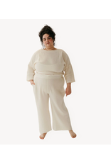 Pokoloko Crinkle Drawstring Palazzo Pants -Cream-Plus Sizes /One Size
