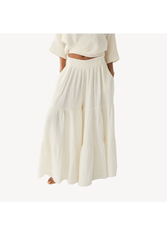 Pokoloko Crinkle Skirt Pants-Cream-O/S