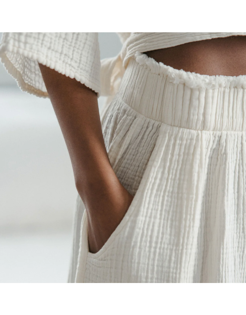 Pokoloko Crinkle Skirt Pants-Cream-O/S