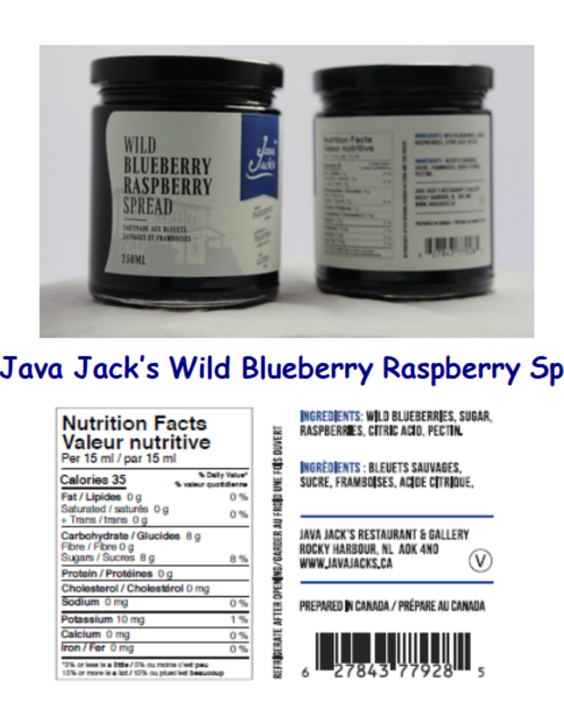 Java Jack's Wild Blueberry & Raspberry Spread