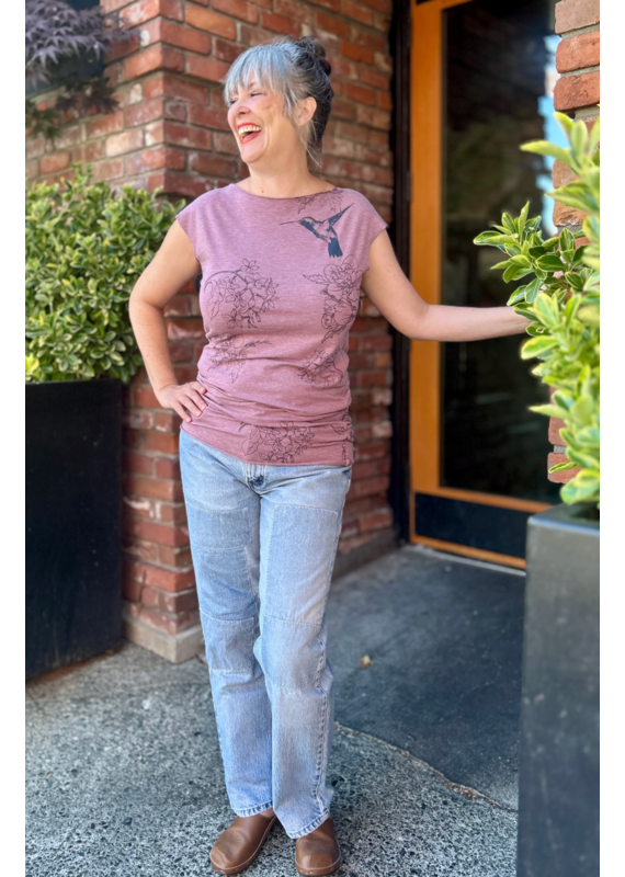 Smoking Lily Simple Tee-Floral w/Hummingbirds