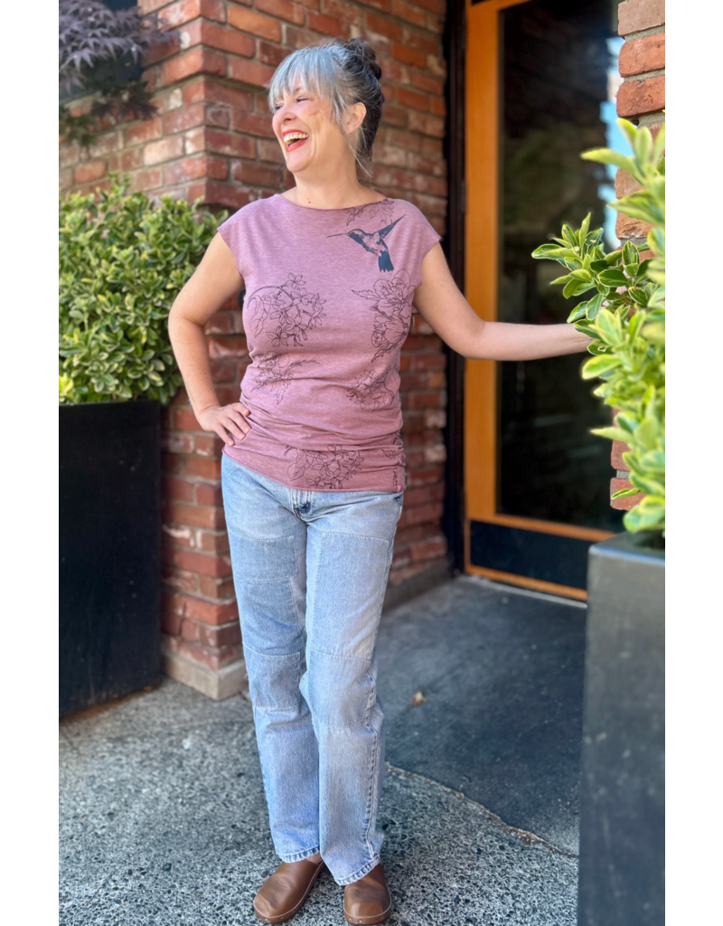 Smoking Lily Simple Tee-Floral w/Hummingbirds