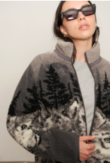 Kuwalla Printed Sherpa Fleece-Wolf Pack