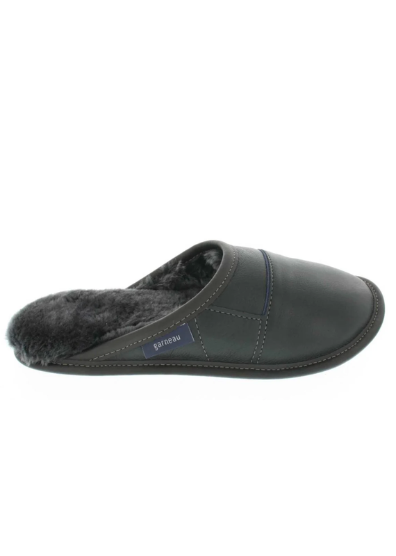Garneau Mule Slipper-Black Leather-Mens