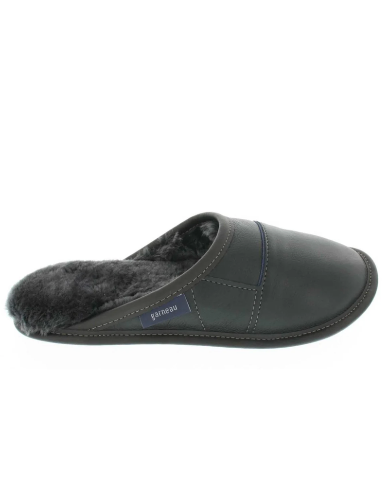 Garneau Mule Slipper-Black Leather-Mens