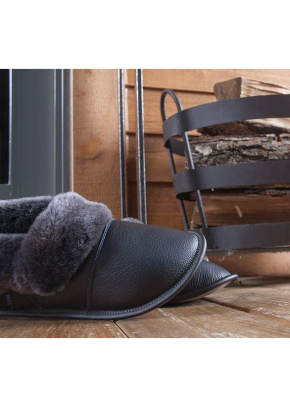 Garneau Lazybone Slippers -Black Leather-Mens