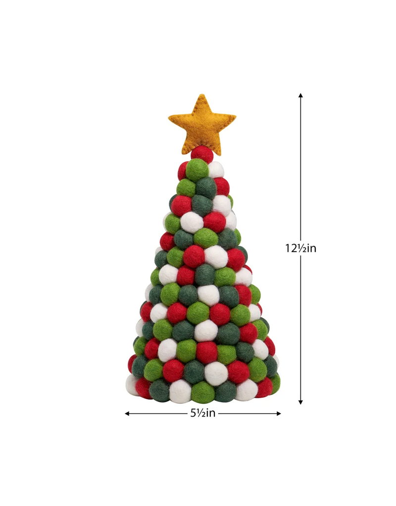 MODWOOL MODWOOL™ Felt Ball 12.5h" Tree with Star - Green/Red/White