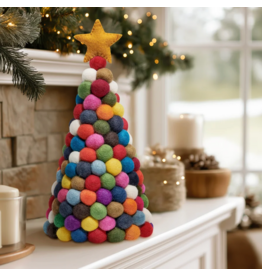 MODWOOL MODWOOL™ Felt Ball 12.5h" Tree with Star-Multi Color
