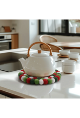 MODWOOL MODWOOL Felt Ball Round 8" Trivet - Red/White/Green