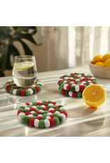 MODWOOL MODWOOL-Felt Ball Coaster Set-Red/Green/White