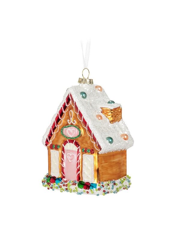 Abbott Gingerbread House Ornament-4"H