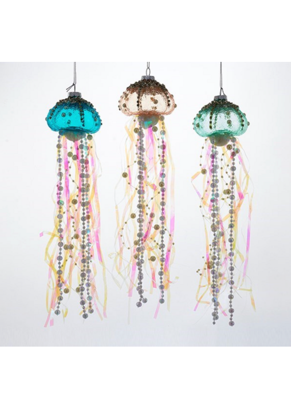 Kurt Adler 12"GLASS JELLYFISH CHRISTMAS ORN