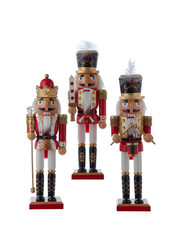 Kurt Adler 12"R/W KING/SOLDIER NUTCRACKERS