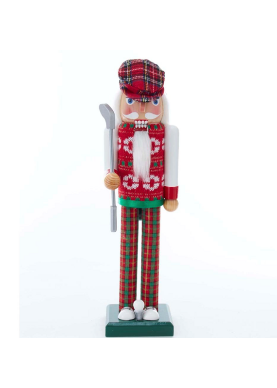 Kurt Adler 15"RED/GREEN GOLFER NUTCRACKER