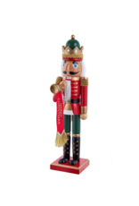 Kurt Adler 15"WDN RED/GREEN NUTCRACKER W/HORN