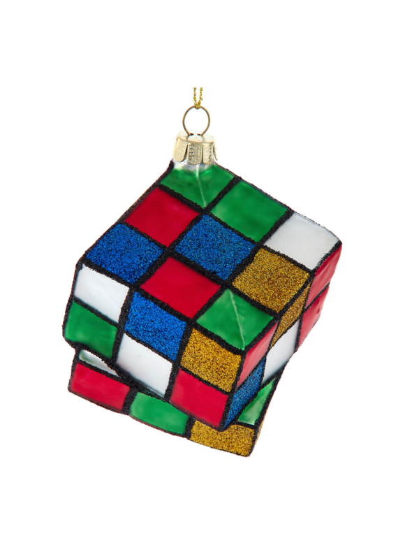 Kurt Adler 2.75"NOBLE GEMS GLS PUZZLE CUBE ORN