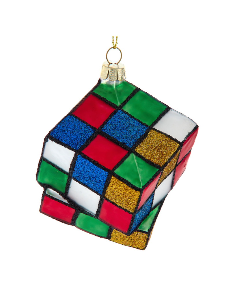 Kurt Adler 2.75"NOBLE GEMS GLS PUZZLE CUBE ORN