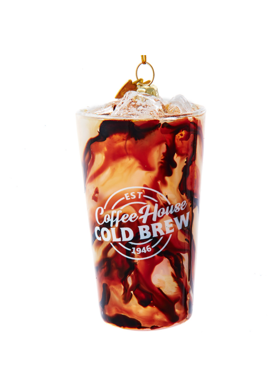 Kurt Adler 3.5"GLASS COLD BREW ICED COFFEE ORN