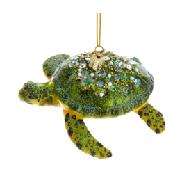 Kurt Adler 4"NOBLE GEMS GLASS SEA TURTLE ORN