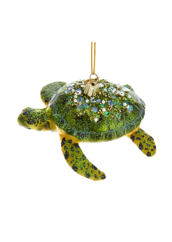 Kurt Adler 4"NOBLE GEMS GLASS SEA TURTLE ORN