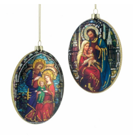 Kurt Adler 4.5"GLS HOLY FAMLY OVAL DISC ORN