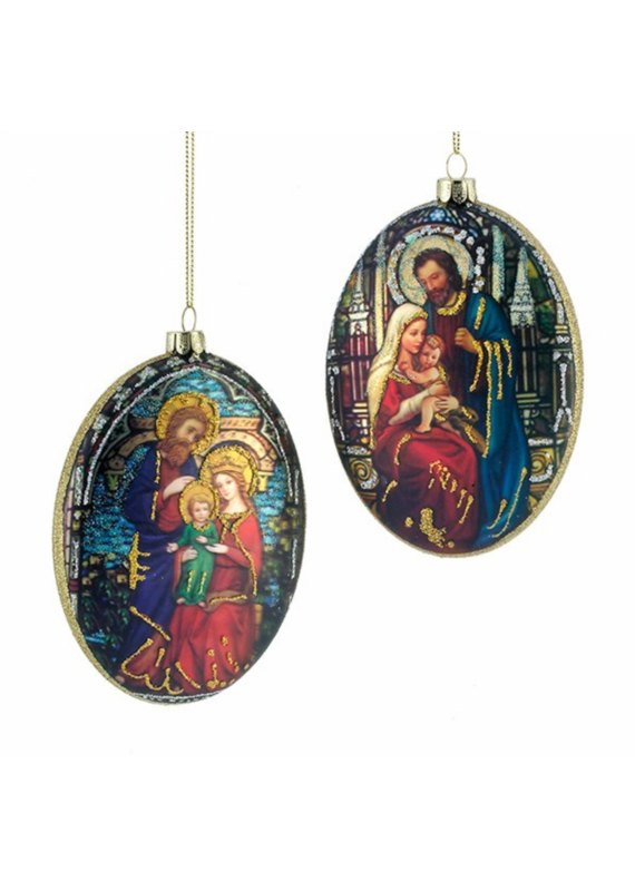 Kurt Adler 4.5"GLS HOLY FAMLY OVAL DISC ORN