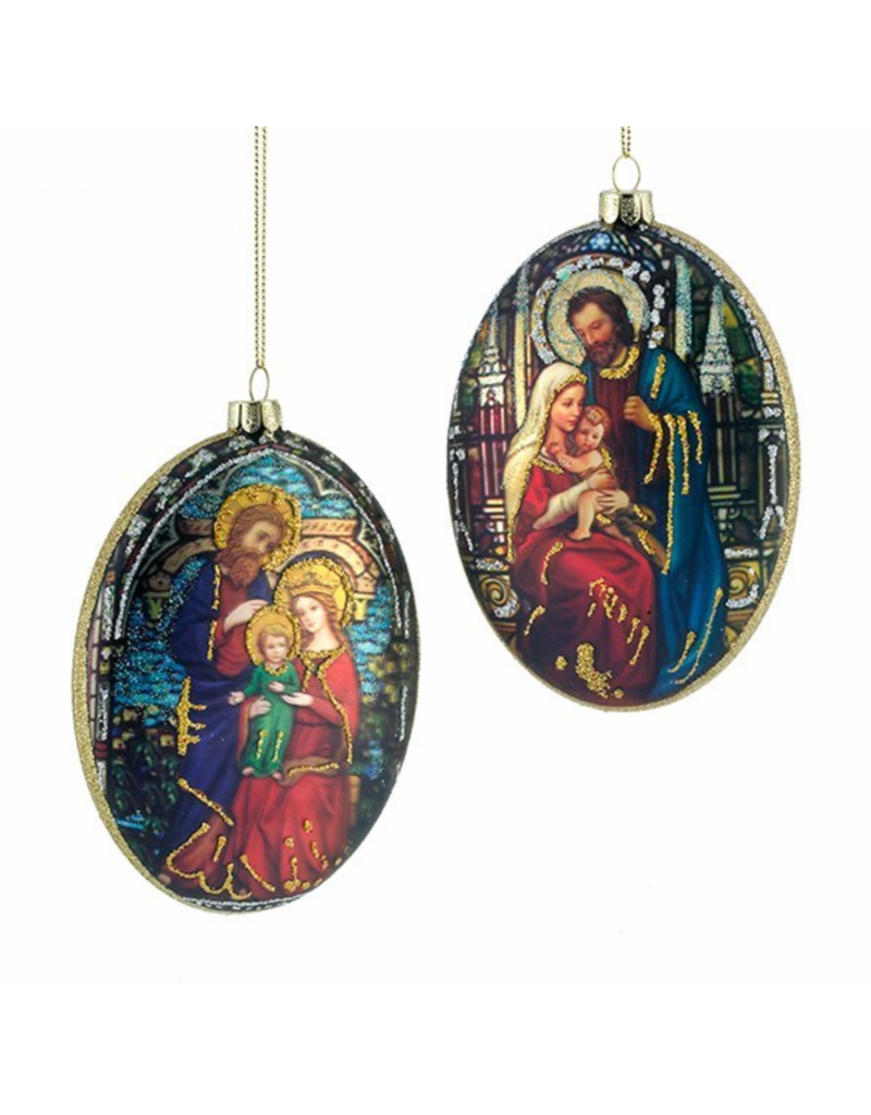 Kurt Adler 4.5"GLS HOLY FAMLY OVAL DISC ORN