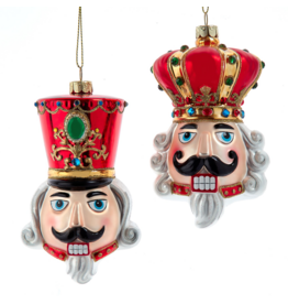 Kurt Adler 4.5"GLS NUTCRACKER/KING HEAD ORNS