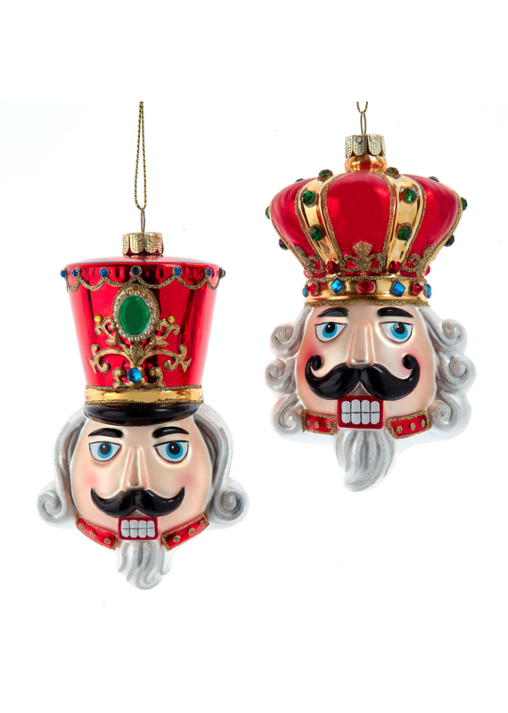 Kurt Adler 4.5"GLS NUTCRACKER/KING HEAD ORNS