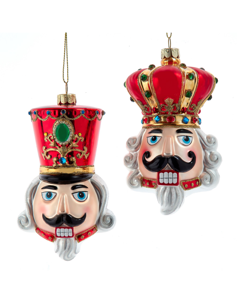 Kurt Adler 4.5"GLS NUTCRACKER/KING HEAD ORNS