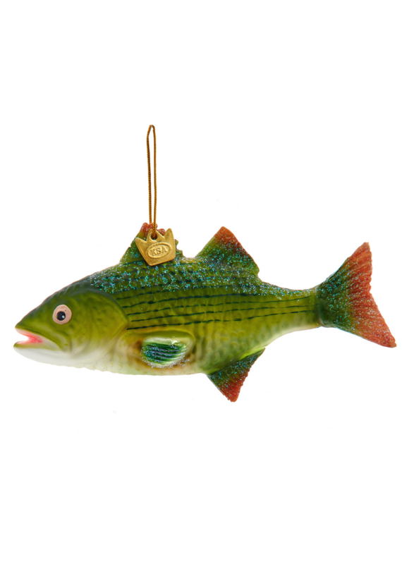 Kurt Adler 5"NOBLE GEMS GLASS BASS FISH ORN