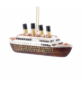 Kurt Adler 5"NOBLE GEMS GLASS TITANIC ORN