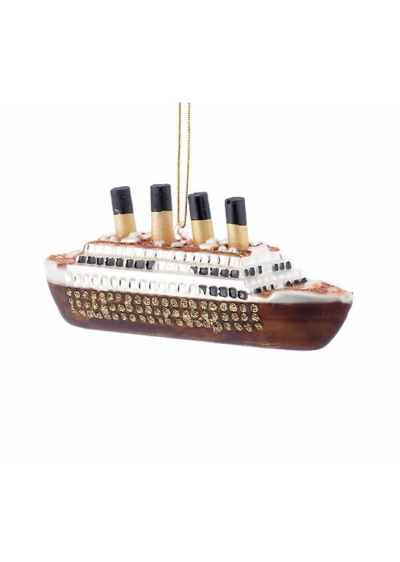 Kurt Adler 5"NOBLE GEMS GLASS TITANIC ORN